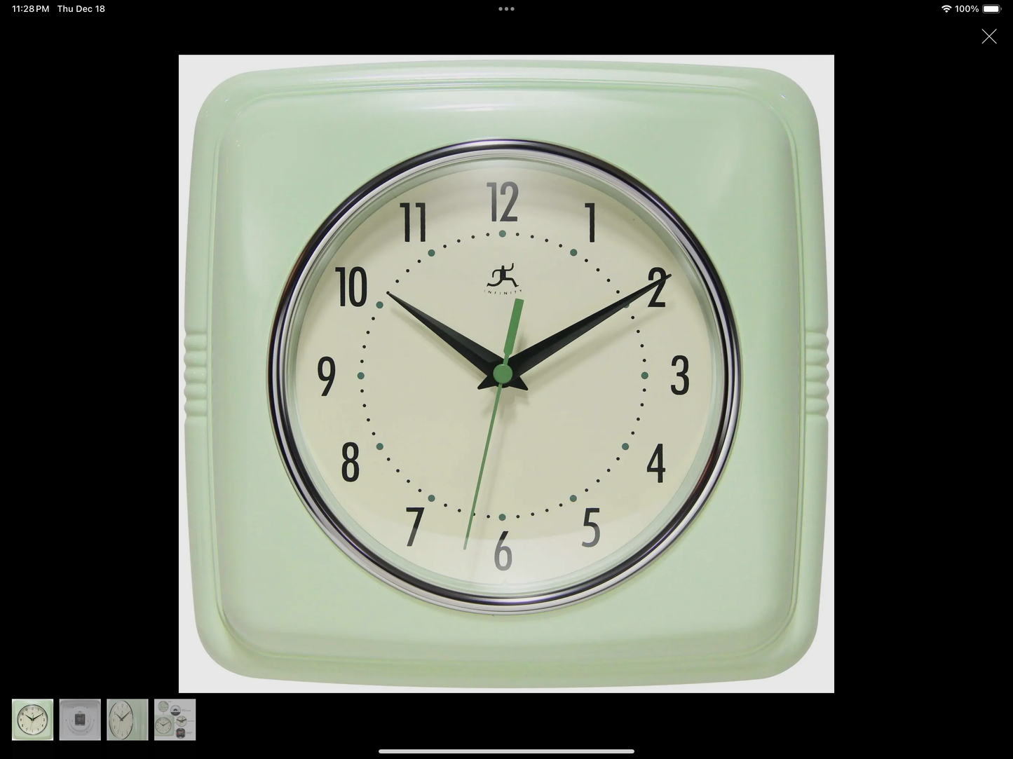 Retro Square Light Green Indoor Wall Clock