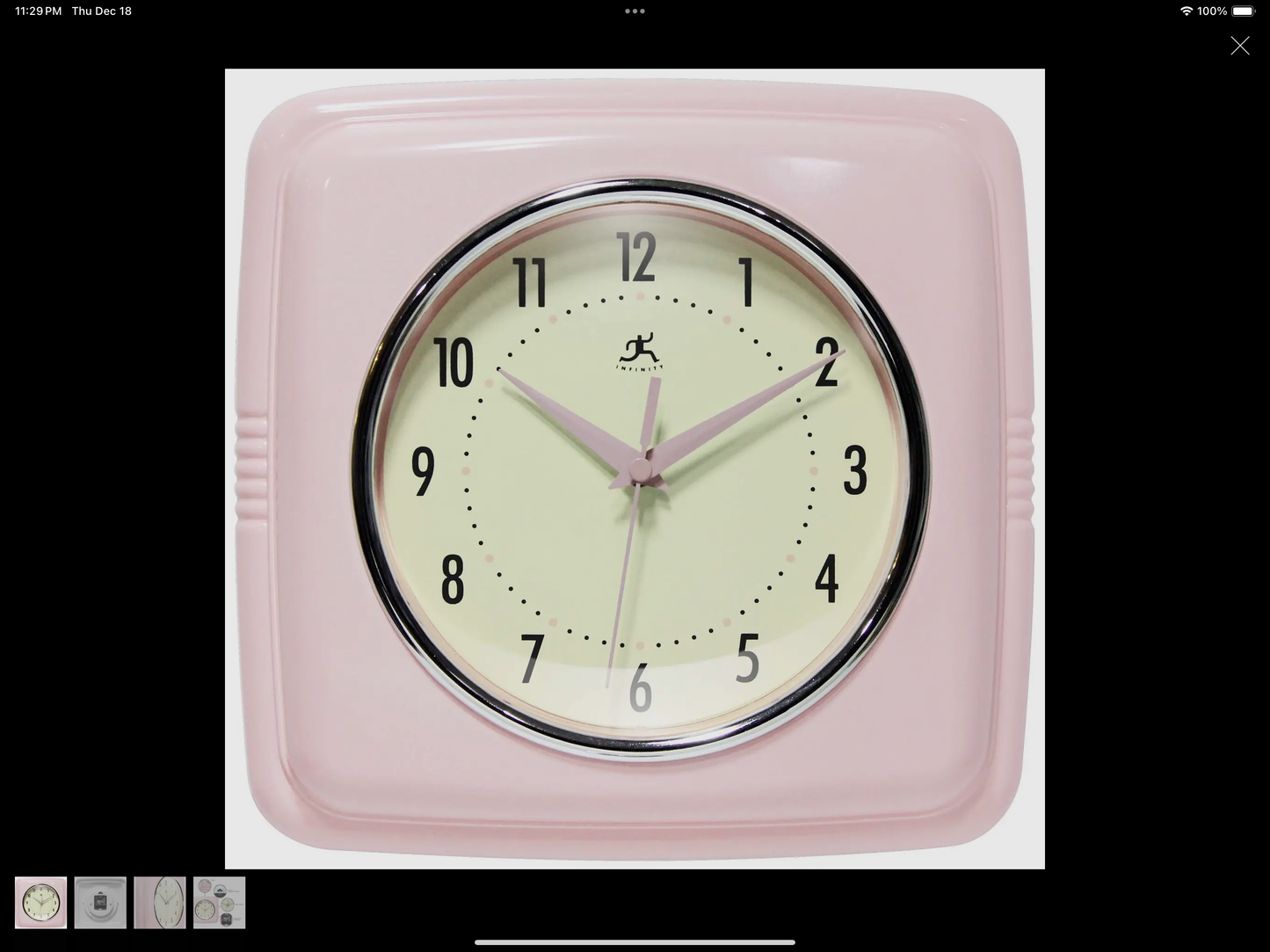 Square Retro Light Pink Indoor Wall Clock