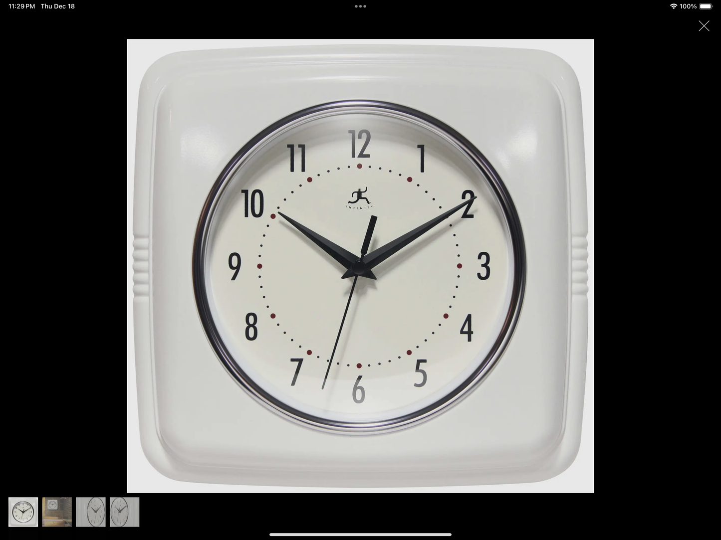 Square Retro White Indoor Wall Clock