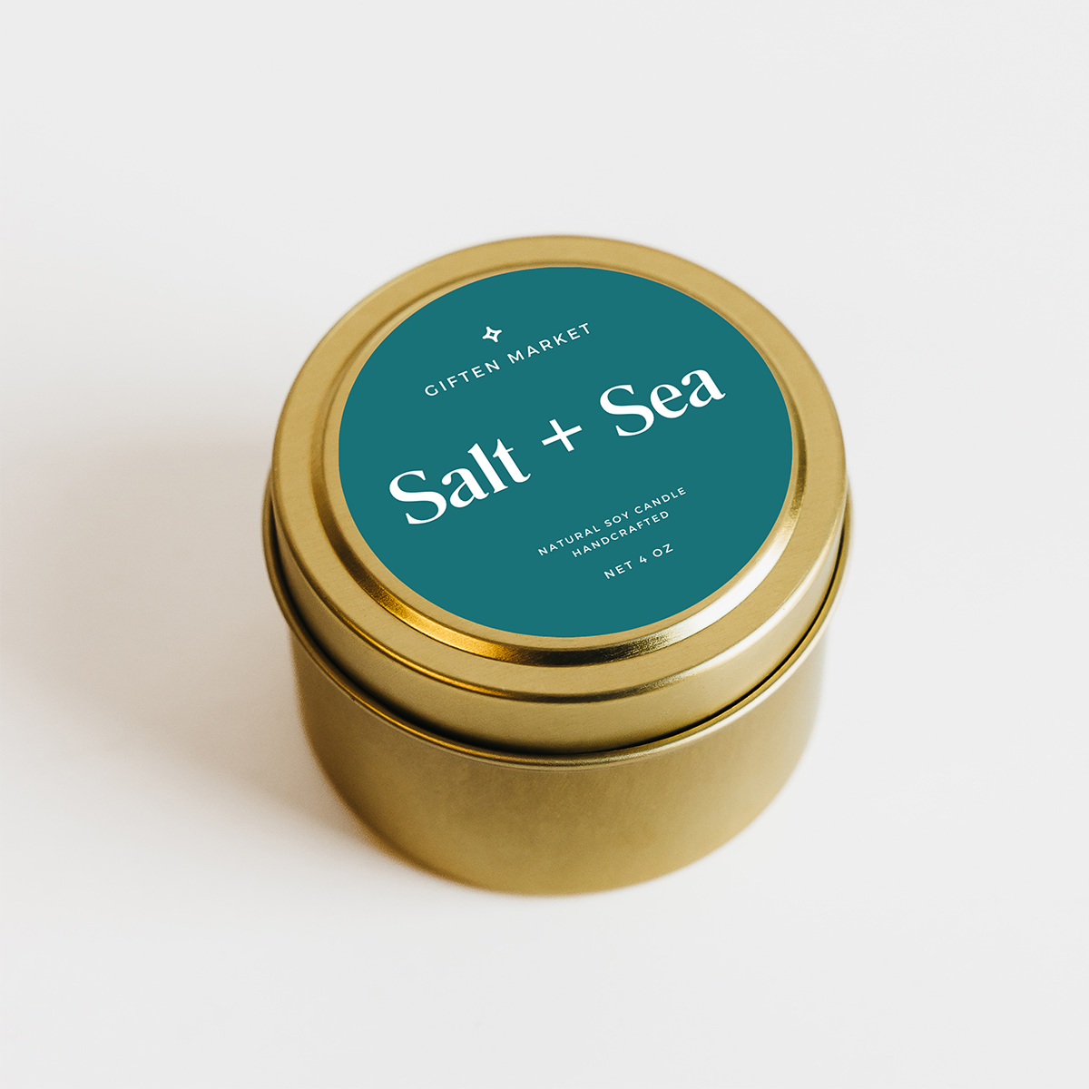Salt & Sea Soy Candle - 4oz Gold Travel Tin Summer Scent