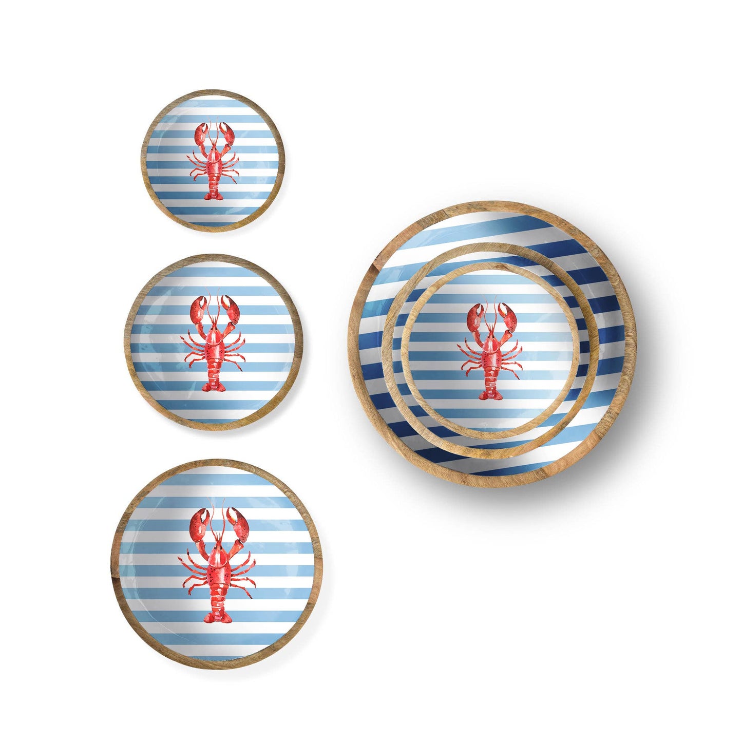 Lobster Stripe Shallow Bowl (10" Pack of 2) 5-63-B