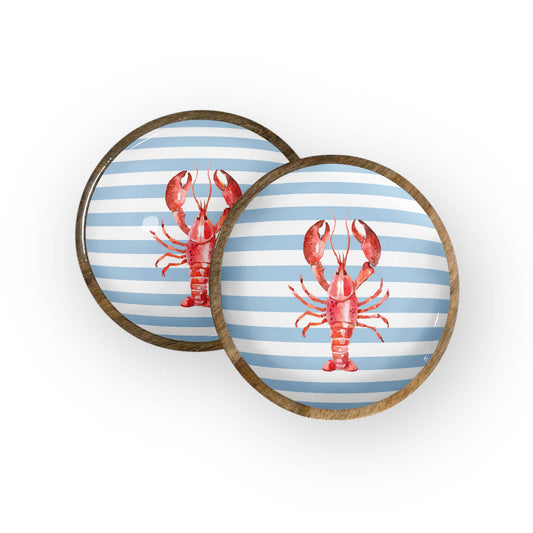 Lobster Stripe Round Trays(10" in Pack of 2)7-63-B