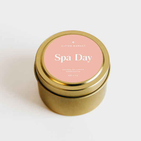 Spa Day Soy Candle - 4oz Gold Travel Tin - Candles Wholesale