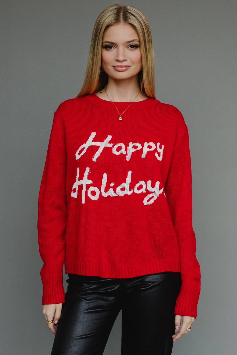 Red & White Happy Holidays Sweater