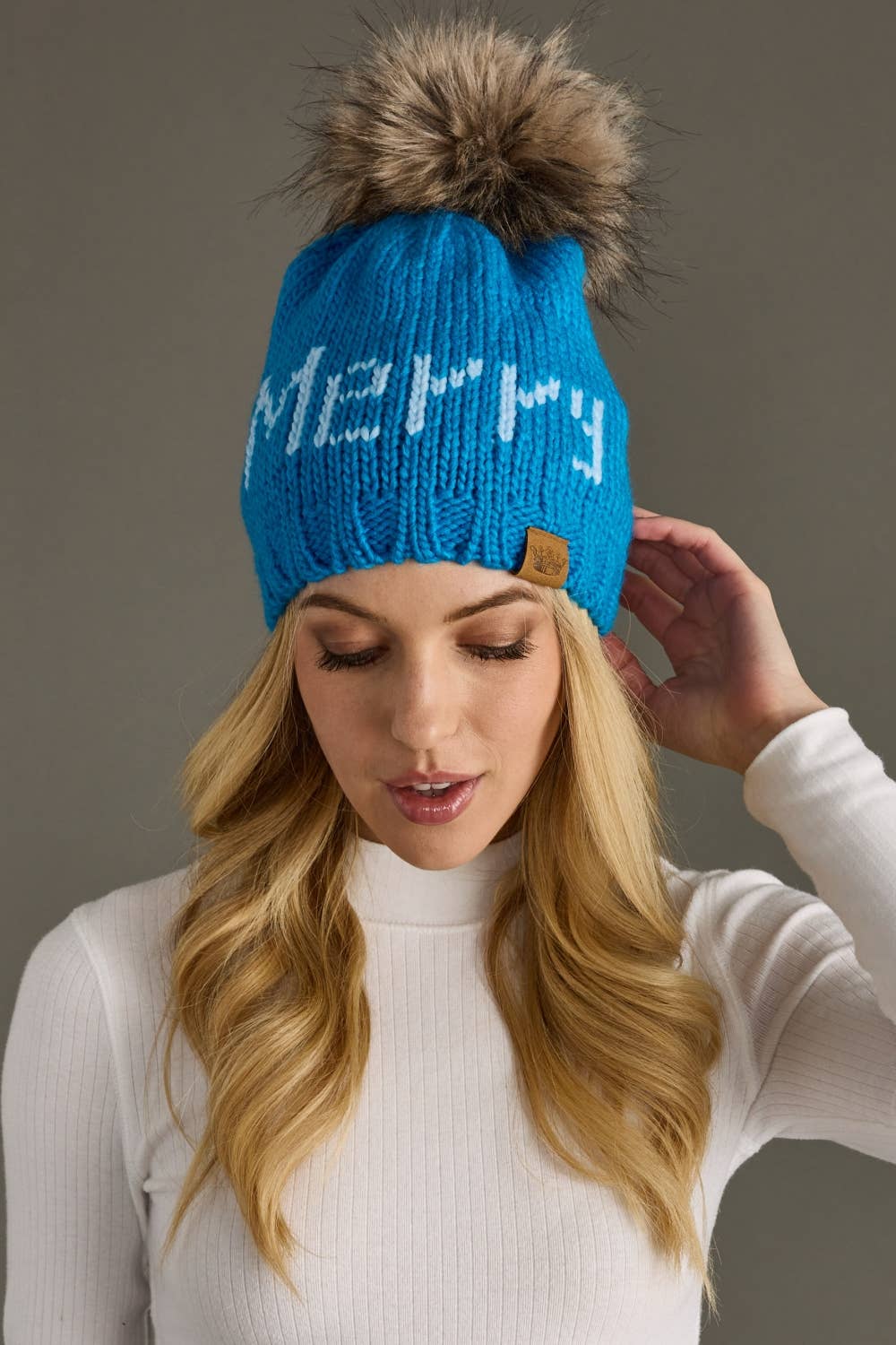 Blue Merry Pom Hat