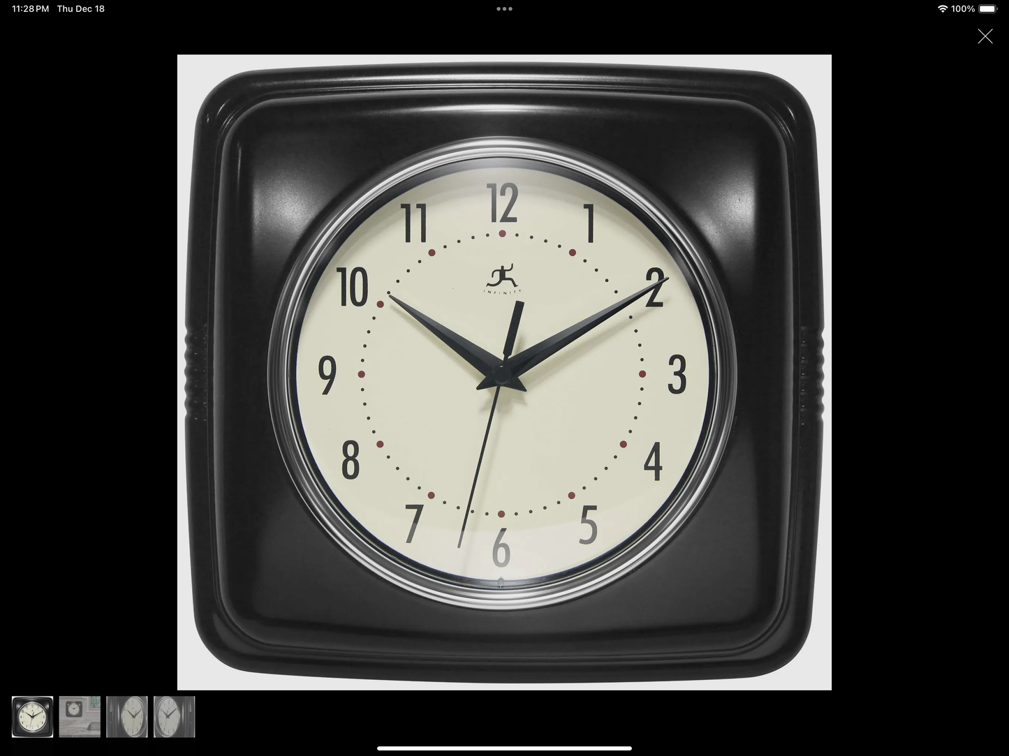 Retro Square Black Indoor Wall Clock