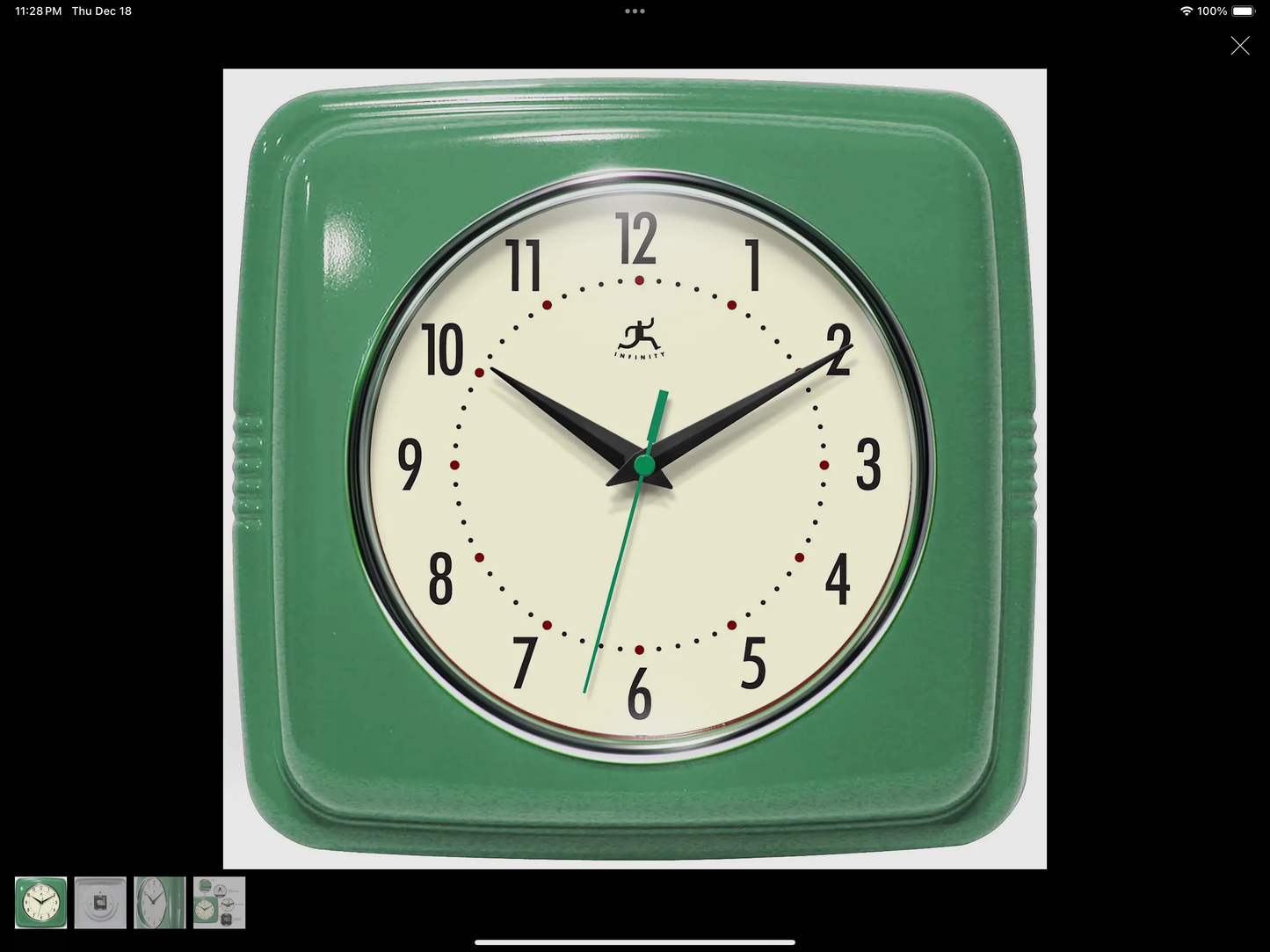 Retro Square Green Indoor Wall Clock