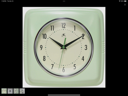 Retro Square Light Green Indoor Wall Clock