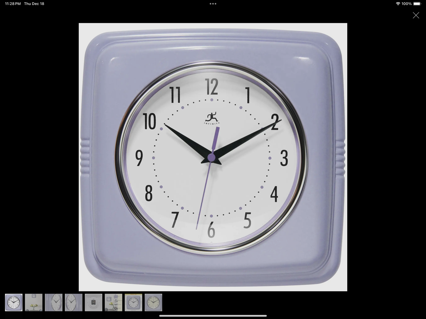 Square Retro Lilac Indoor Wall Clock