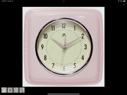 Square Retro Light Pink Indoor Wall Clock