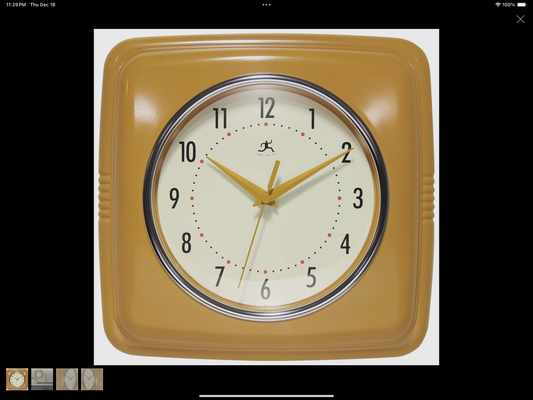 Square Retro Gold Indoor Wall Clock