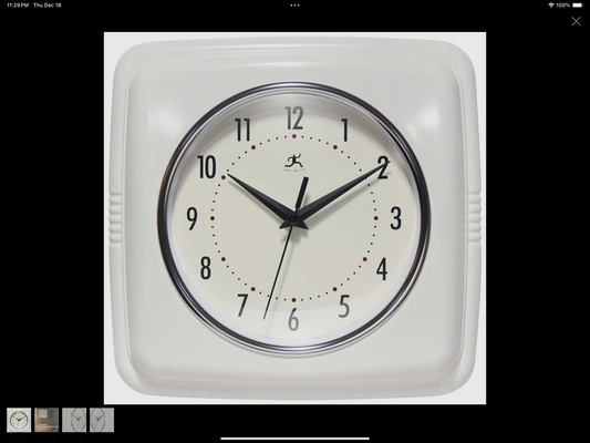 Square Retro White Indoor Wall Clock