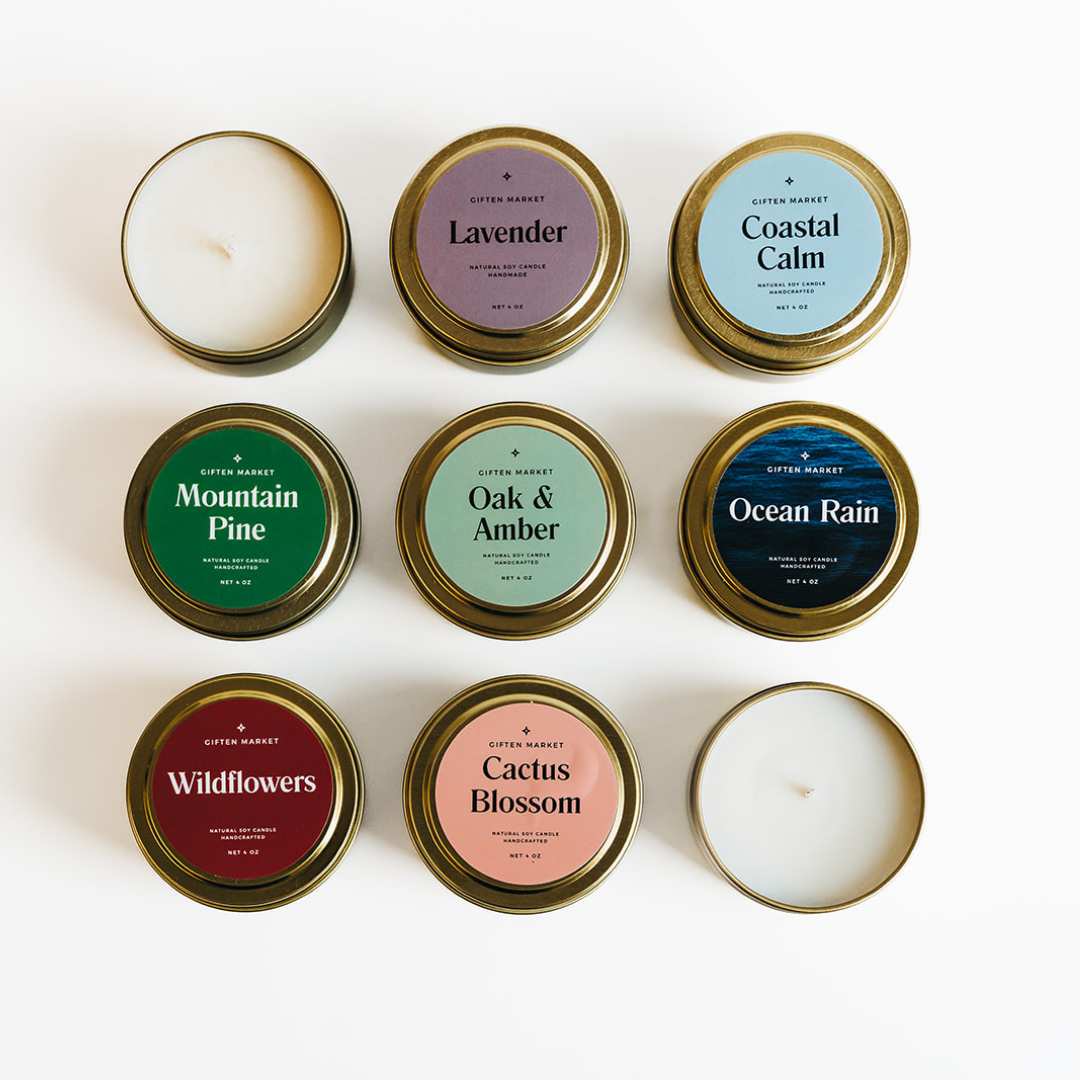 Ocean Rain Soy Candle - 4 oz Gold Travel Tin - Relaxation