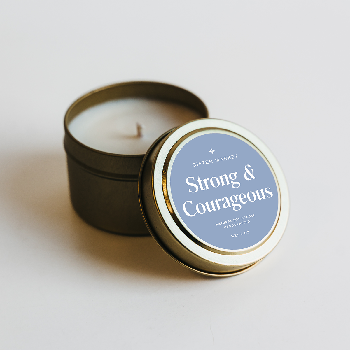 Strong & Courageous Soy Candle - 4oz Gold Travel Tin