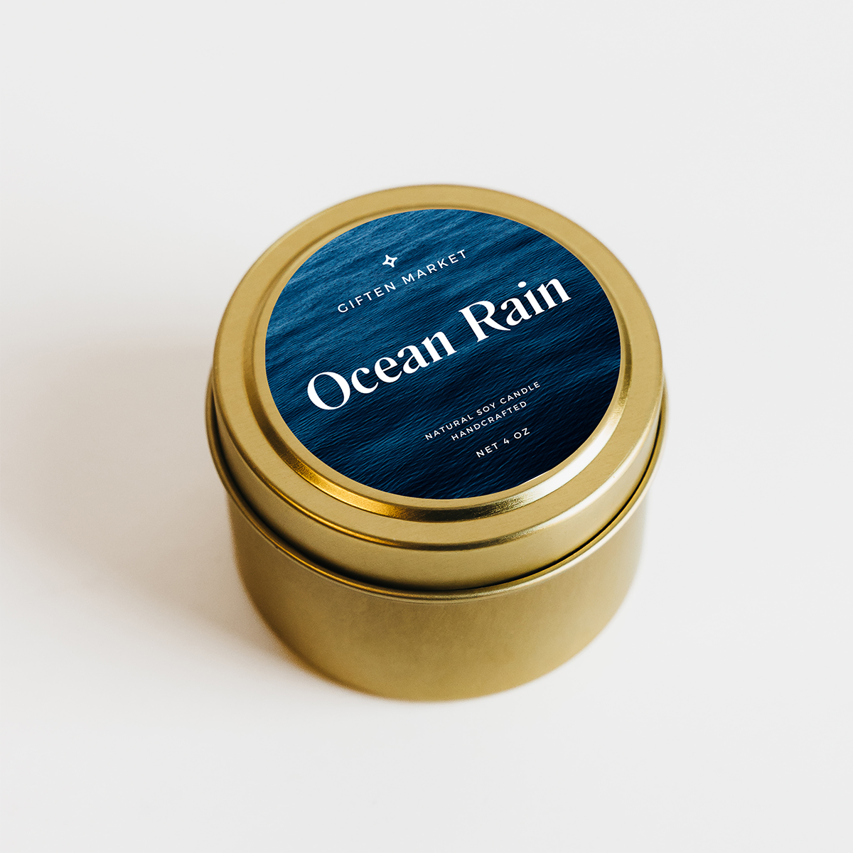 Ocean Rain Soy Candle - 4 oz Gold Travel Tin - Relaxation