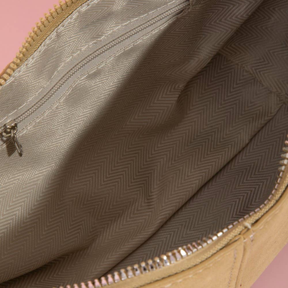 Suede Double Belt Buckle Shoulder Bag